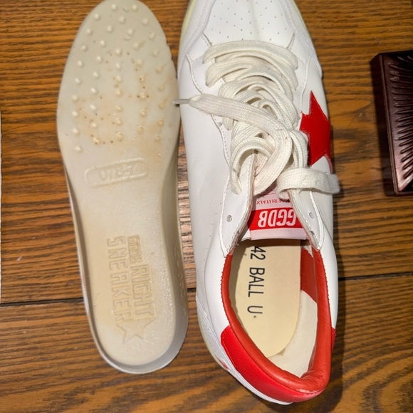 Golden Goose Women's Ball Star in white leather with red star and heel tab Sz 42 - Picture 9 of 15
